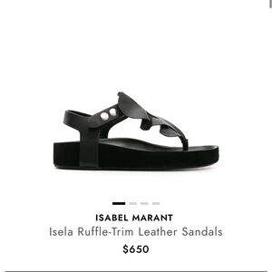 Isabel Marant Black Ruffle-Trim Leather Thong Sandals
